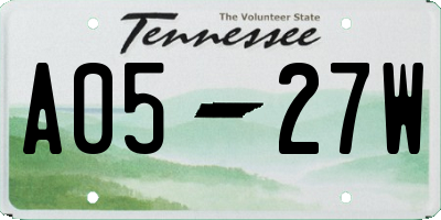 TN license plate A0527W