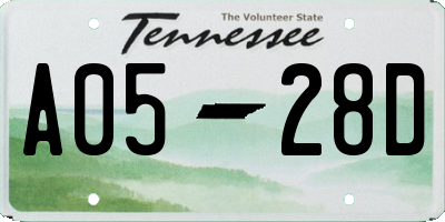 TN license plate A0528D