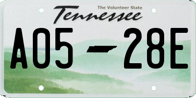 TN license plate A0528E