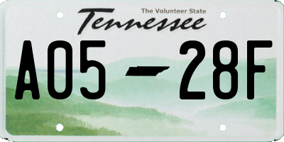 TN license plate A0528F