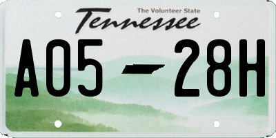 TN license plate A0528H