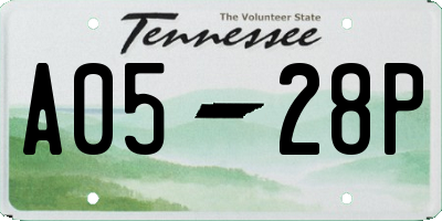 TN license plate A0528P