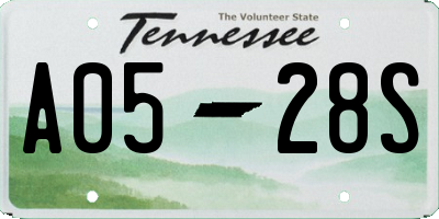 TN license plate A0528S