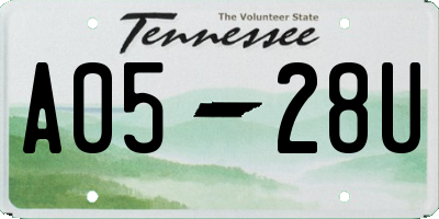 TN license plate A0528U