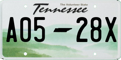 TN license plate A0528X