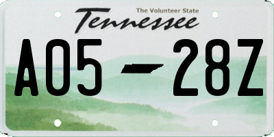 TN license plate A0528Z