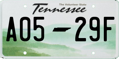 TN license plate A0529F