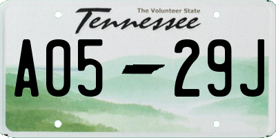 TN license plate A0529J