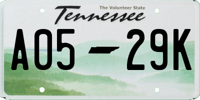 TN license plate A0529K