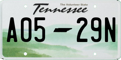 TN license plate A0529N