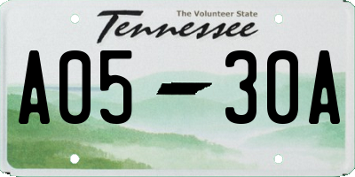 TN license plate A0530A