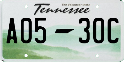 TN license plate A0530C