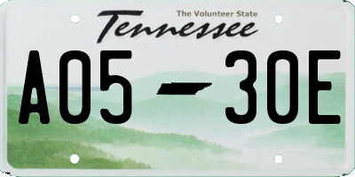 TN license plate A0530E