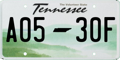 TN license plate A0530F