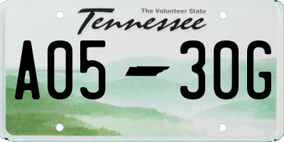 TN license plate A0530G