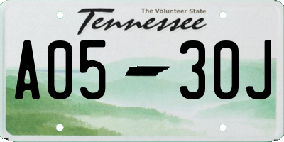 TN license plate A0530J