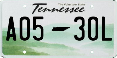 TN license plate A0530L
