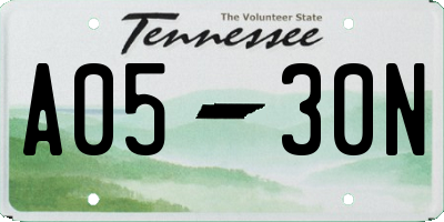 TN license plate A0530N