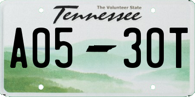 TN license plate A0530T