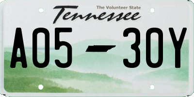 TN license plate A0530Y