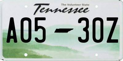 TN license plate A0530Z