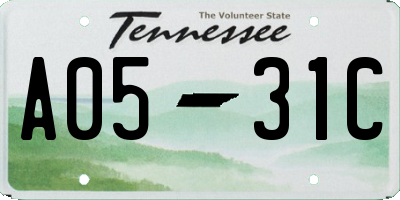 TN license plate A0531C