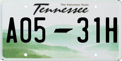 TN license plate A0531H