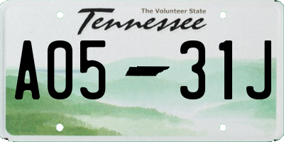 TN license plate A0531J