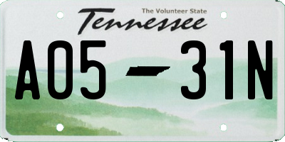 TN license plate A0531N
