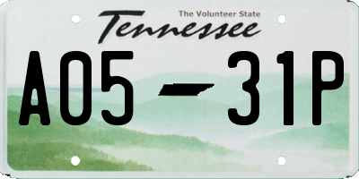 TN license plate A0531P