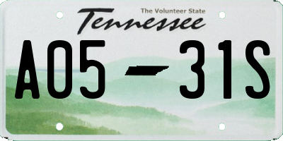 TN license plate A0531S