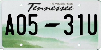 TN license plate A0531U