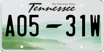 TN license plate A0531W