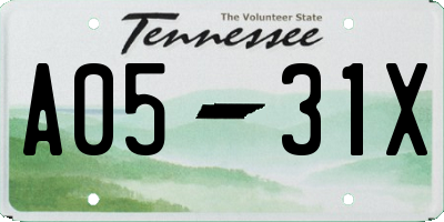 TN license plate A0531X