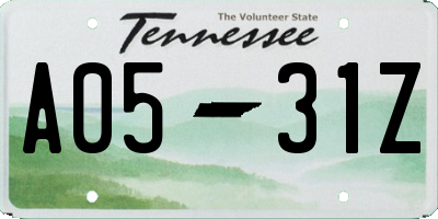 TN license plate A0531Z