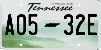TN license plate A0532E