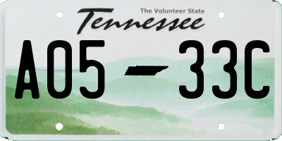 TN license plate A0533C