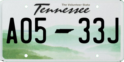 TN license plate A0533J