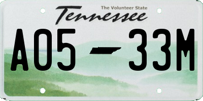 TN license plate A0533M