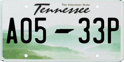 TN license plate A0533P