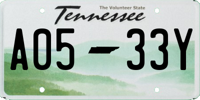 TN license plate A0533Y