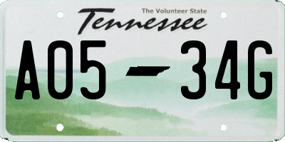 TN license plate A0534G