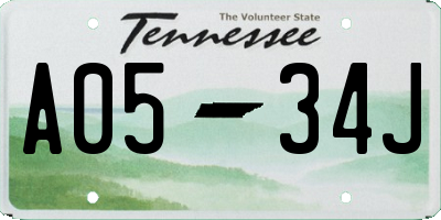 TN license plate A0534J