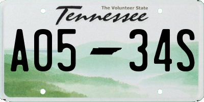 TN license plate A0534S