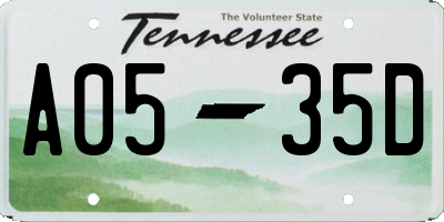 TN license plate A0535D