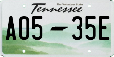 TN license plate A0535E