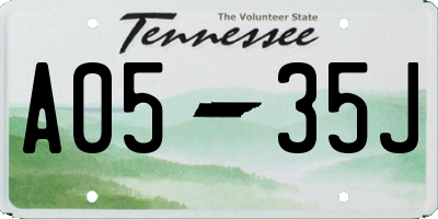 TN license plate A0535J