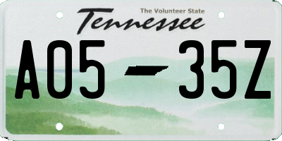 TN license plate A0535Z
