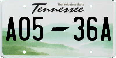 TN license plate A0536A