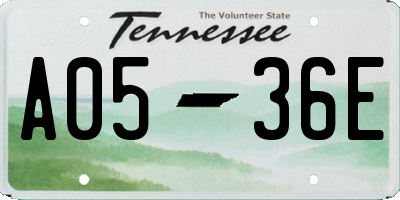 TN license plate A0536E